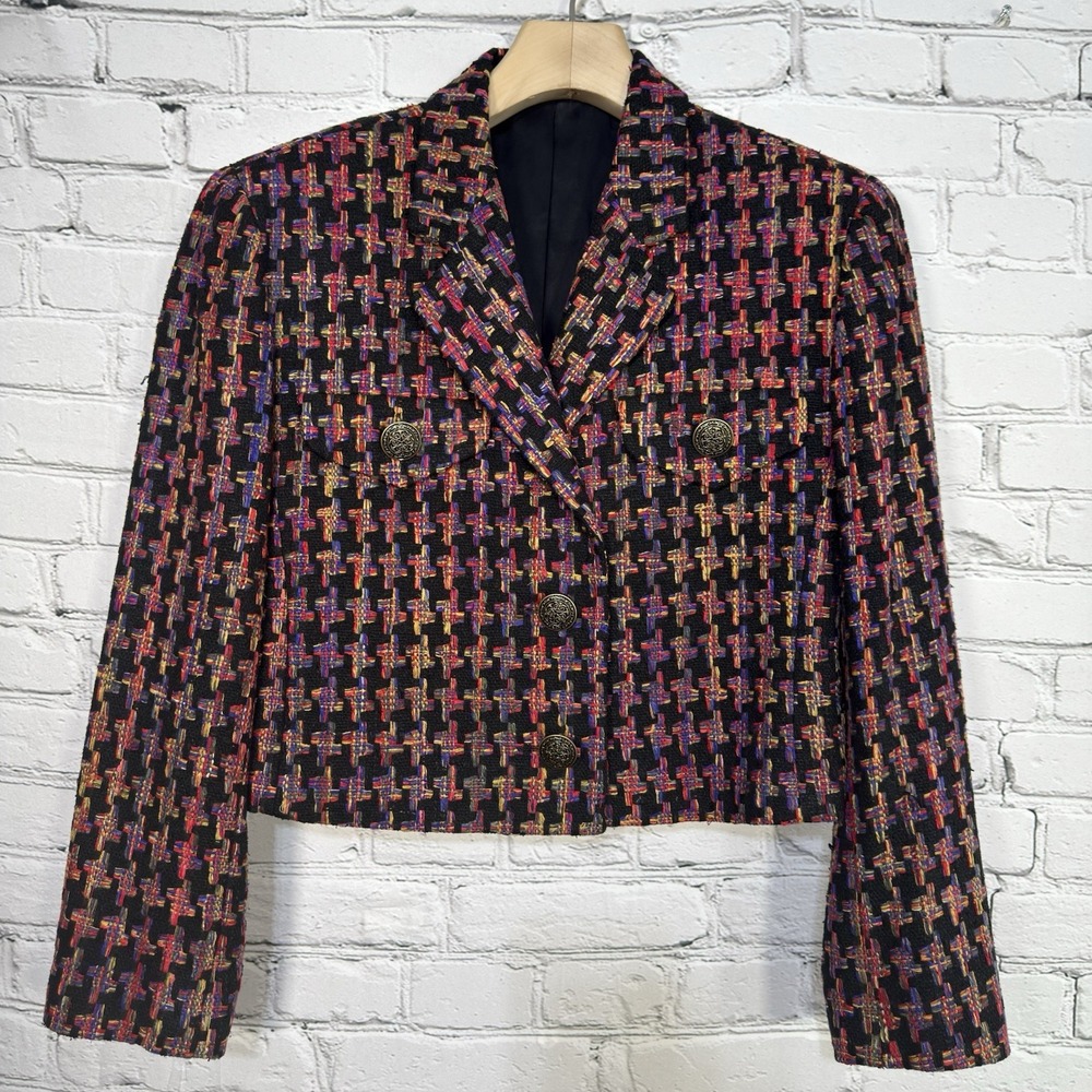 Vintage Doncaster Women's 12 Silk Cropped Blazer 2 Button Brocade Jacket Celtic